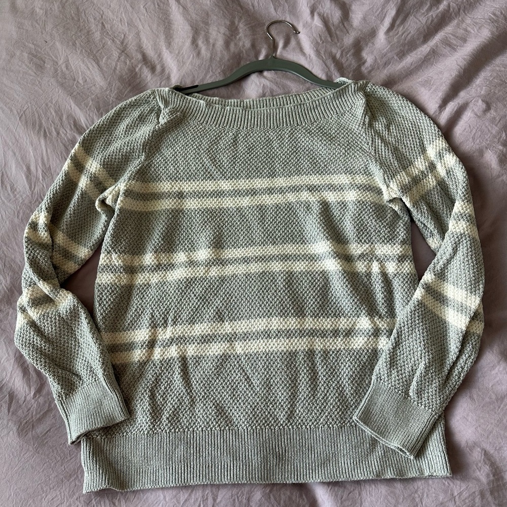 Banana Republic Green and Cream Striped Sweater